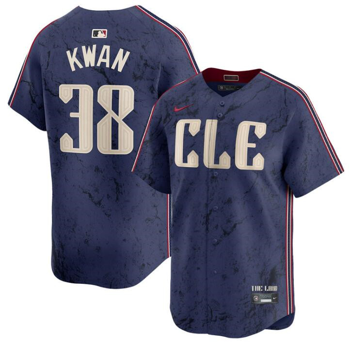 Men's Cleveland Guardians #38 Steven Kwan Navy 2024 City Connect Limited Stitched Baseball Jersey Men's Cleveland Guardians #38 Steven Kwan Navy 2024 City Connect Limited Stitched Baseball Jersey